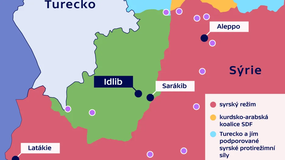 Rozložení sil v boji o provincii Idlib