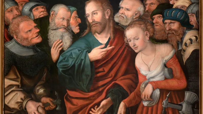 Lucas Cranach starší a dílna / Cizoložnice před Kristem