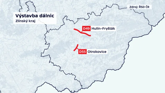 Plánovaná výstavba dálnic ve Zlínském kraji