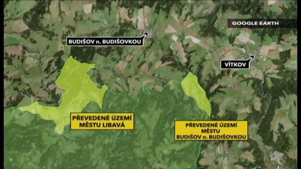 Mapa převedených území