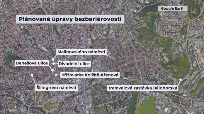 Plánované úpravy bezbariérovosti v Brně