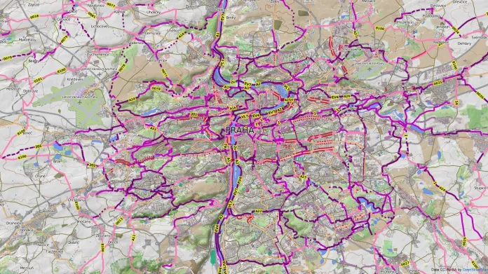 Mapa pražských cyklostezek