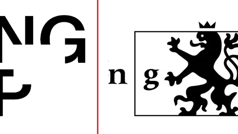 Původní (vpravo) a nové logo Národní galerie Praha