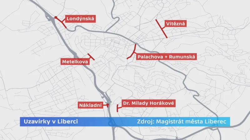 Uzavírky v Liberci