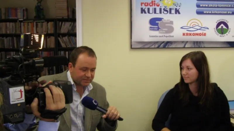 Natáčení reportáže ČT o dětském Radiu Kulíšek