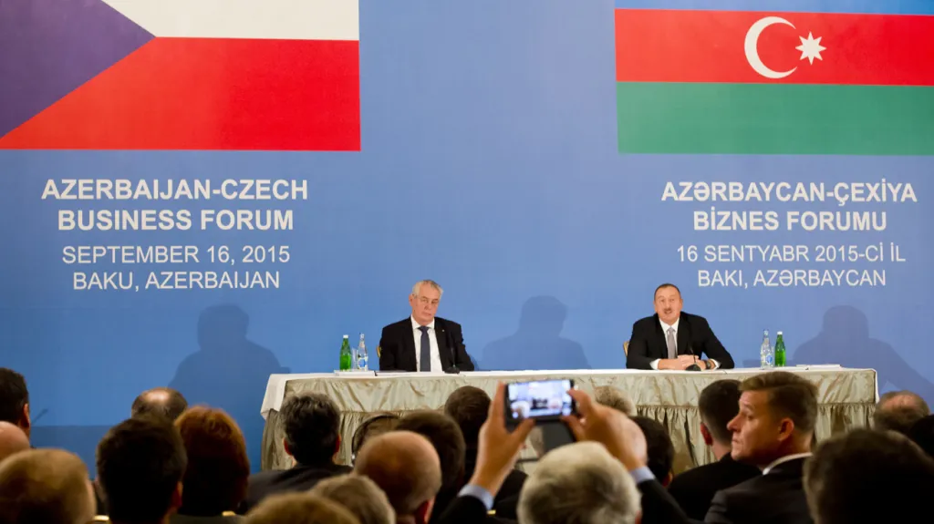 Miloš Zeman a Ilham Alijev na česko-ázerbájdžánském podnikatelském fóru