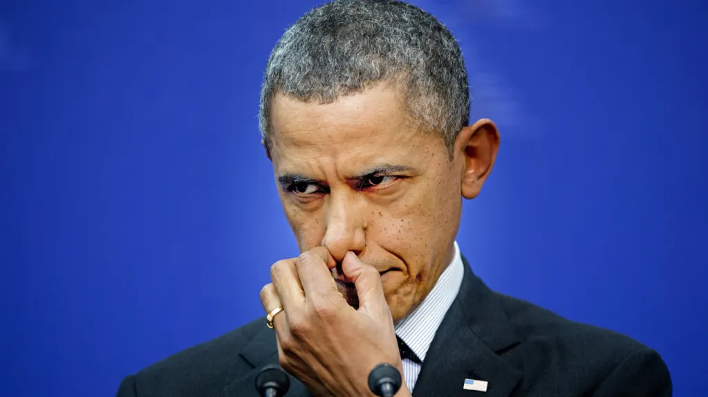 Barack Obama na brífinku v Haagu