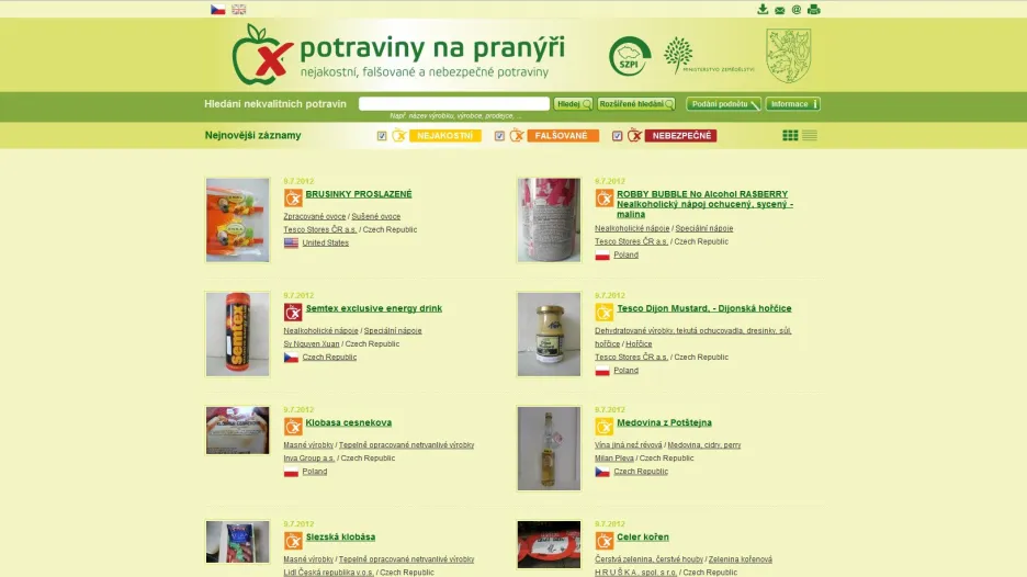 Portál Potraviny na pranýři