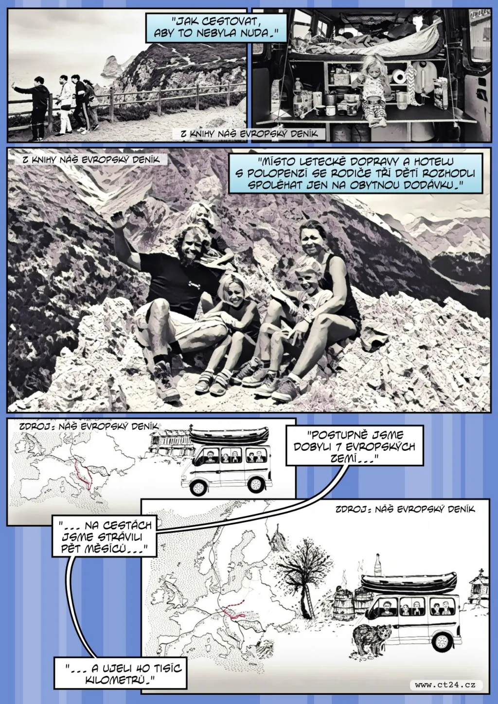 Místo letadla a hotelu s polopenzí se rodiče tří dětí rozhodli spoléhat jen na obytnou dodávku. Co zažili, ukazuje jejich kniha