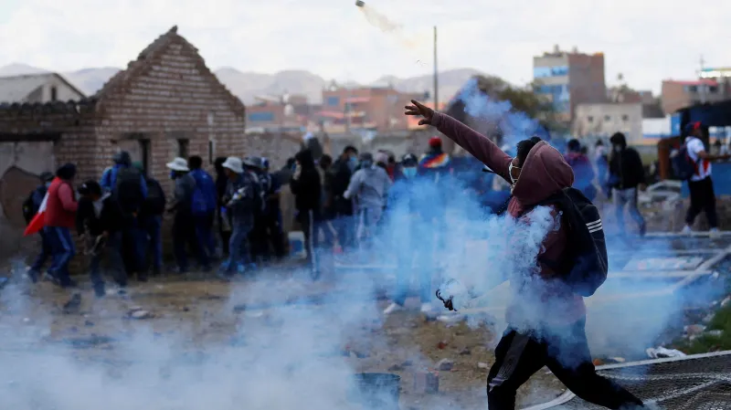 Násilné protesty v peruánském městě Juliaca v jižním regionu Puno