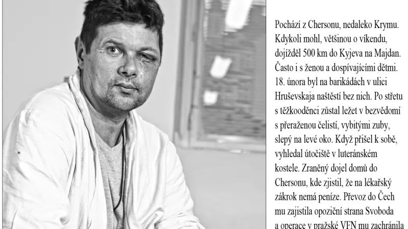 Zraněný demonstrant z Majdanu