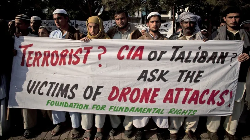 Protest proti útokům bezpilotních letounů