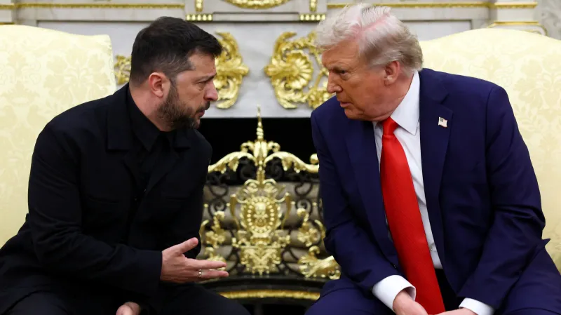 Americký prezident Donald Trump a ukrajinský prezident Volodymyr Zelenskyj v Oválné pracovně Bílého domu