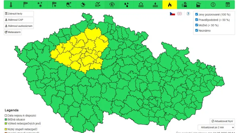 Výstraha Českého hydrometeorologického ústavu