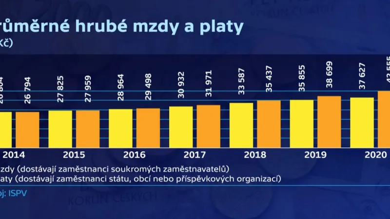 Průměrné hrubé mzdy a platy v Česku