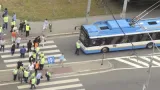 Stávkující blokovali trolejbusy