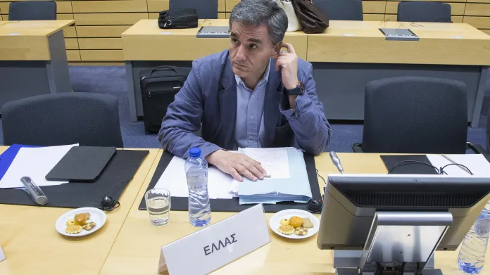 Řecký ministr financí Euklidis Tsakalotos na jednání euroskupiny