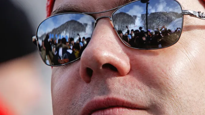 Ruský prezident Dmitrij Medvěděv v lyžařském středisku v Krásné Poljaně nedaleko Soči
