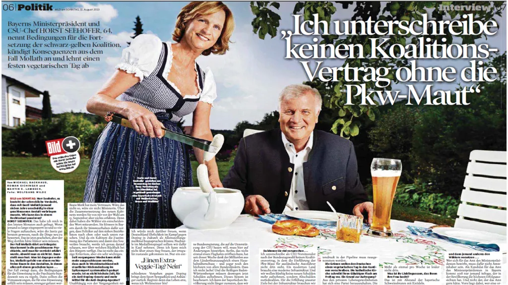 Rozhovor Seehofera pro Bild am Sonntag