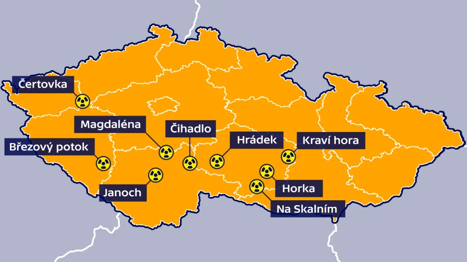 Vytipované lokality pro jaderná úložiště