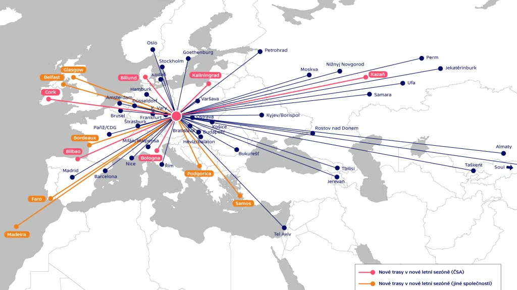 Přímé lety z Prahy