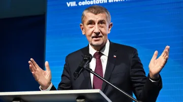 Premiér Andrej Babiš na volebním sněmu ANO, 24. ledna 2026