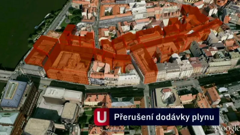 Dodávky plynu jsou přerušeny v červeně vyznačené oblasti