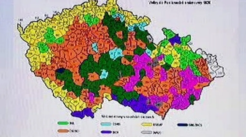 Mapa voleb zpracovaná ČSÚ