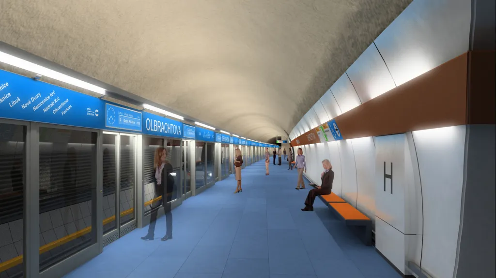 Původní návrh stanice Olbrachtova od společnosti Metroprojekt
