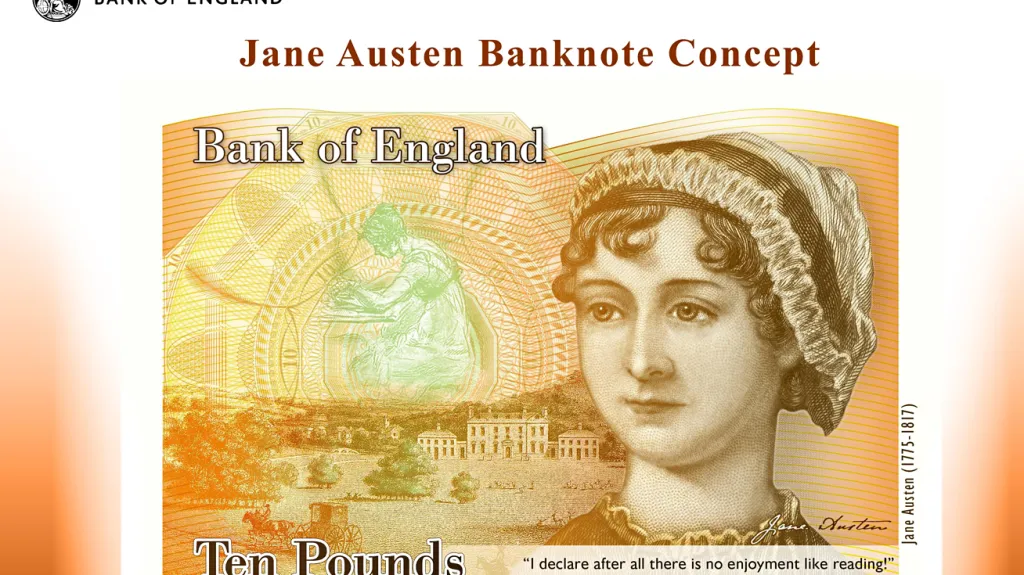 Jane Austenová na desetilibrové bankovce
