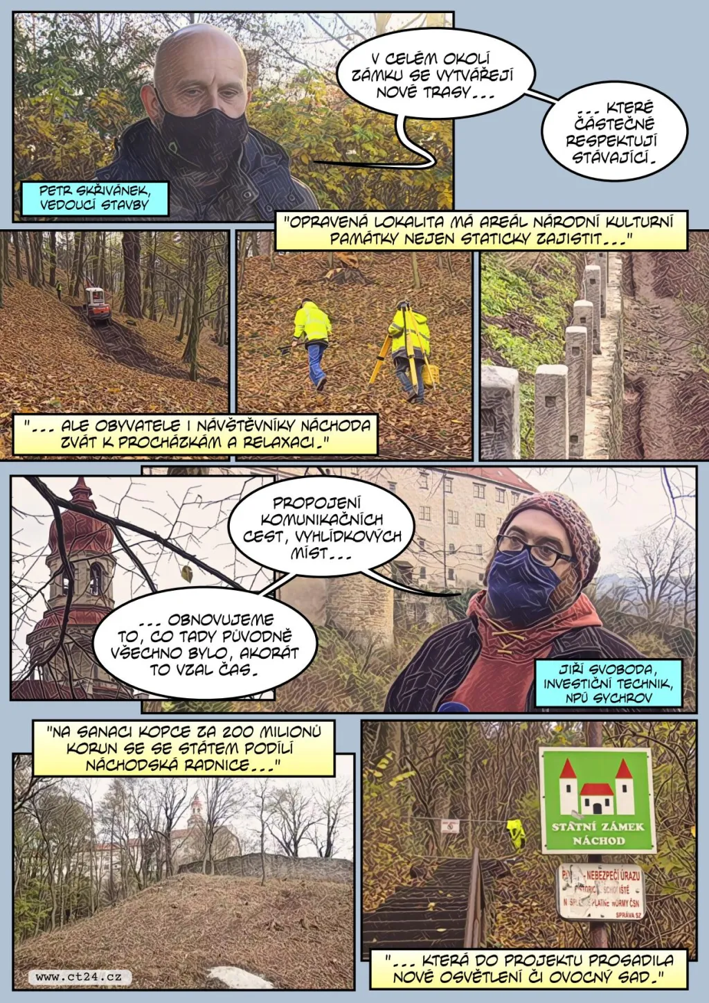Úpravy okolí zámku v Náchodě. Památku poškozovaly sesuvy půdy