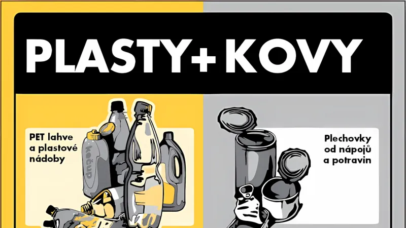 Nálepka na kontejnerech pro plasty a kovy