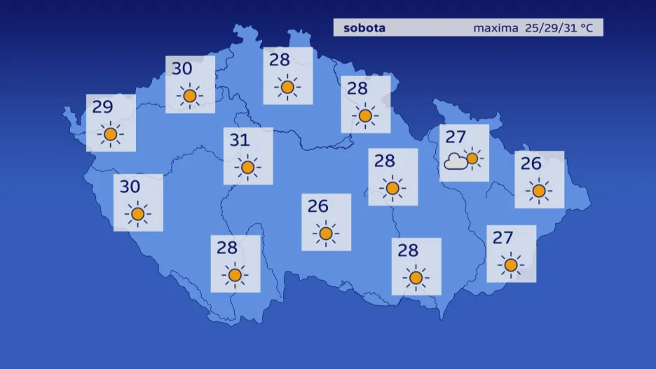 Předpověď počasí na poslední červnovou sobotu