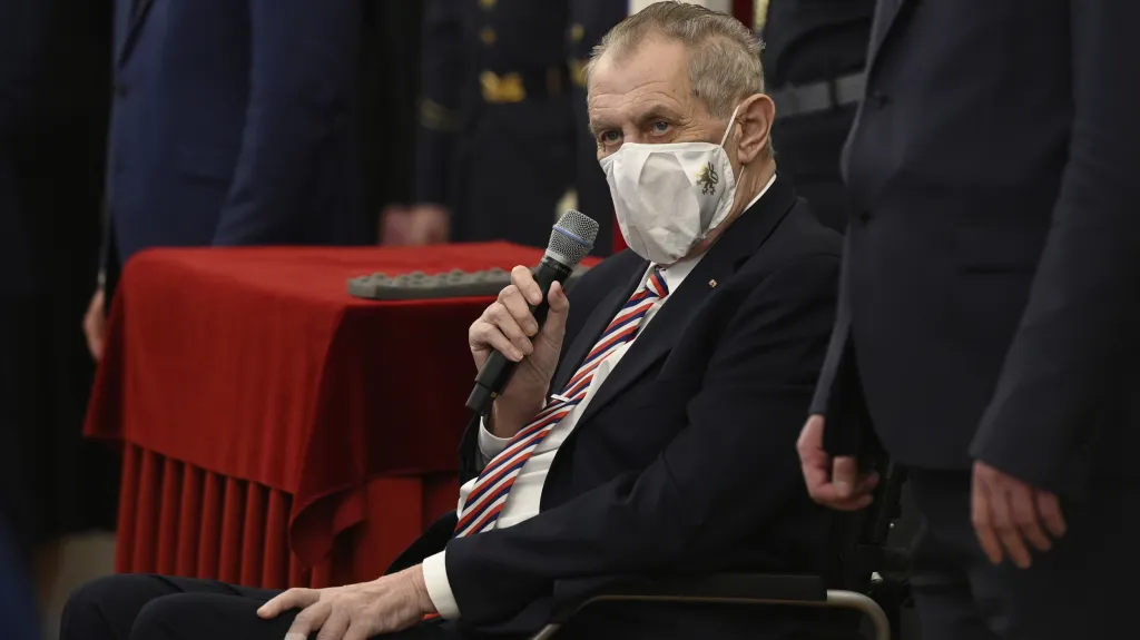 Prezident Miloš Zeman při jmenování nových soudců 15. prosince 2021