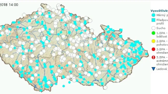 Stav vody v řekách k 26.7.2018
