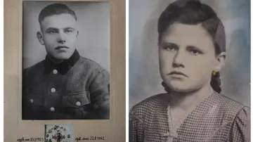 „Matka měla pět bratrů, všichni museli narukovat do Wehrmachtu, tři z nich (jeden vlevo na snímku) na frontě zemřeli. Jí (vpravo) bylo 16, když přišli ruští osvoboditelé. Děda ji schoval ve stodole pod slámu, aby ji uchránil před znásilněním. Rusové prý tehdy brali všechno, co mělo.. no, však víte.“
