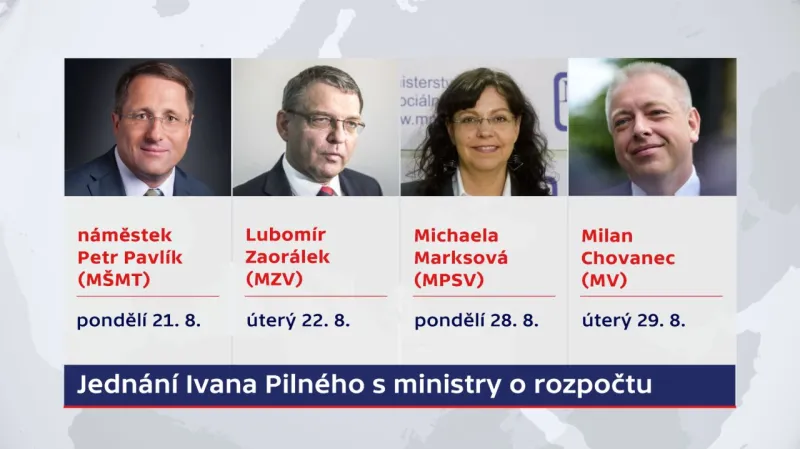 Jednání Ivana Pilného s ministry o rozpočtu