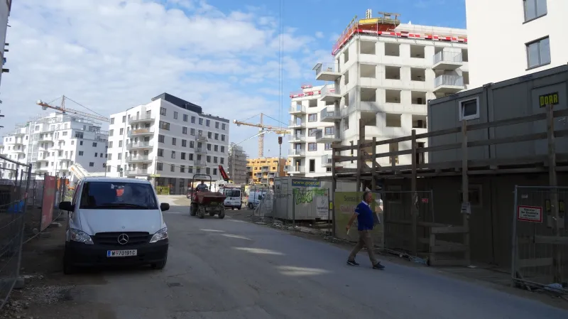 Výstavba Seestadt (Jezerního Města) u Aspern