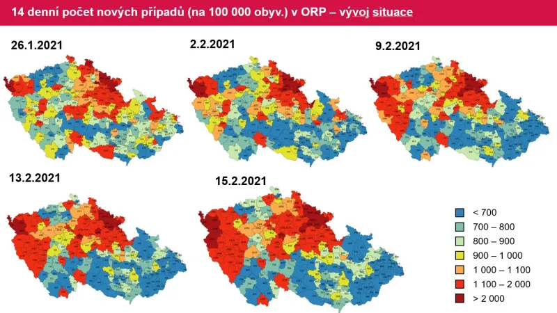14denní vývoj nových případů