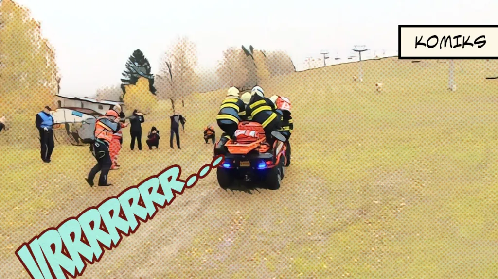 Cvičení záchrany lidí z lanovky