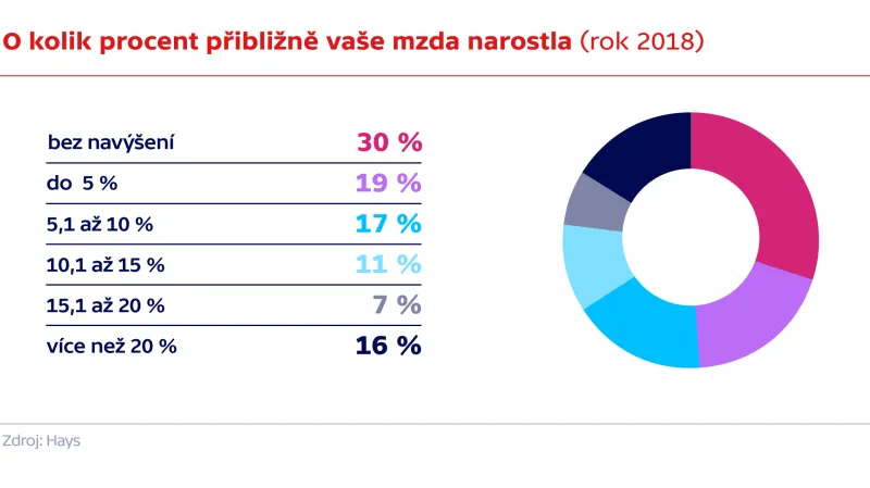 O kolik procent přibližně vaše mzda narostla (rok 2018)