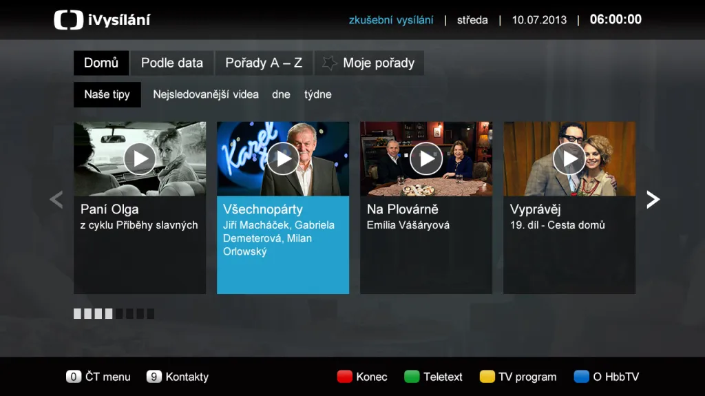 Aplikace iVysílání pro HbbTV