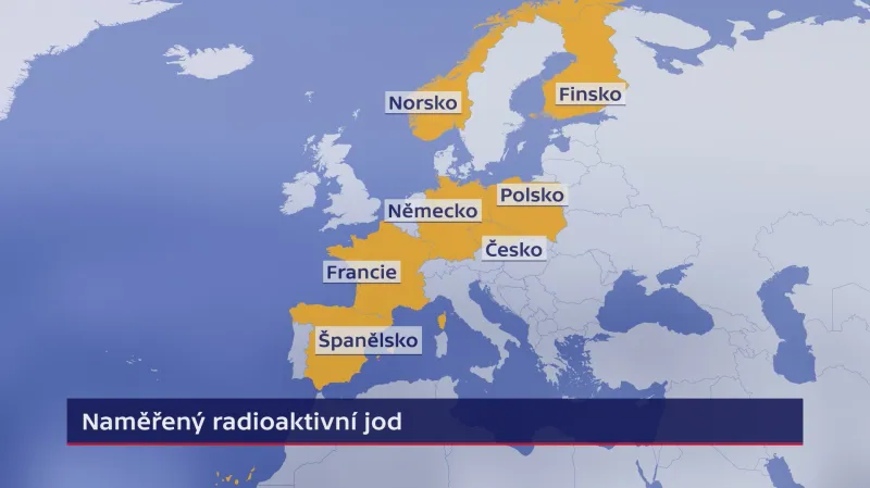 Země, ve kterých naměřili radioaktivní izotop jodu 131