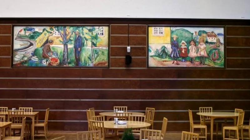 Kantýna čokoládovny s díly Edvarda Muncha