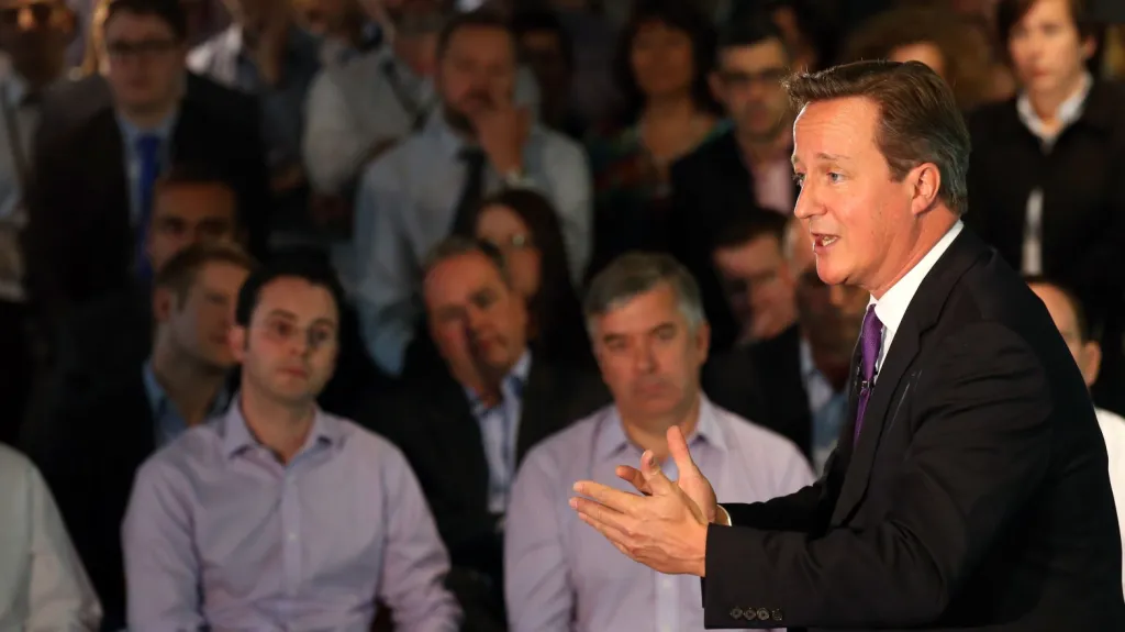 David Cameron při svém vystoupení v Edinburghu