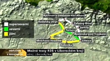 Možné trasy R35 v Libereckém kraji