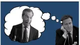 Lídr UKIP Nigel Farage a David Cameron (konzervativci)