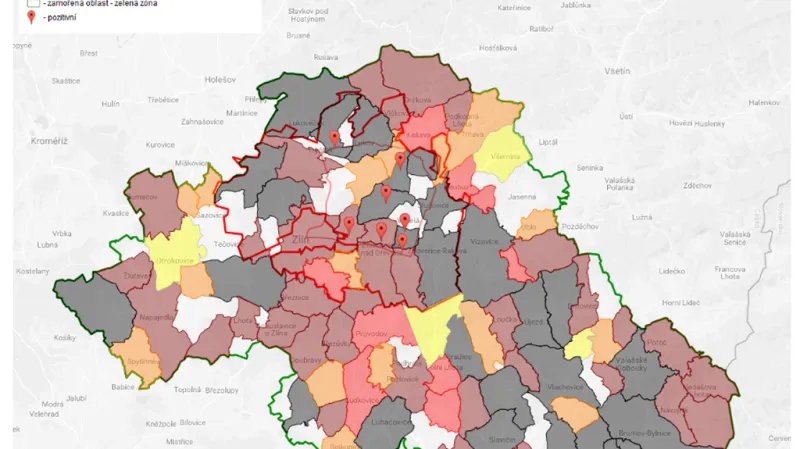 Přehled intenzity odlovených divokých prasat v zamořené oblasti