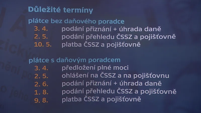 Důležité termíny pro daně