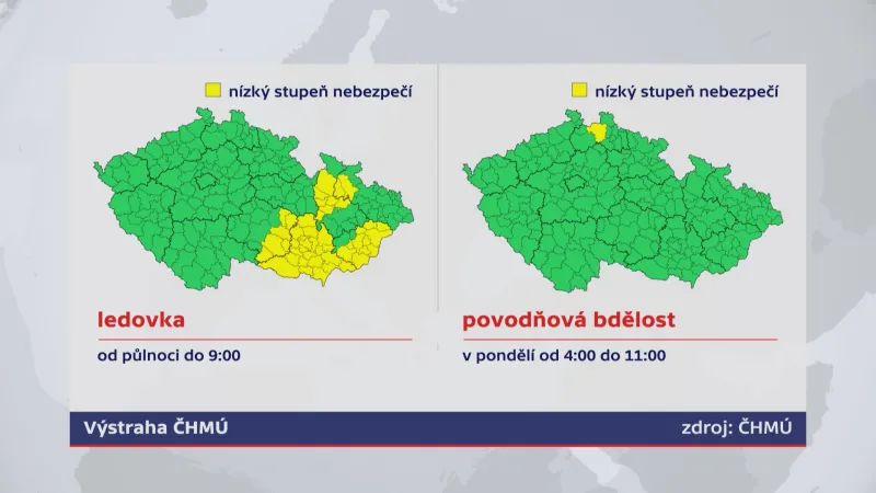 Výstraha před ledovkou a povodňová bdělost